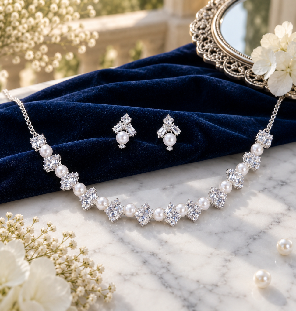 Silver Pearl Radiance Necklace Set