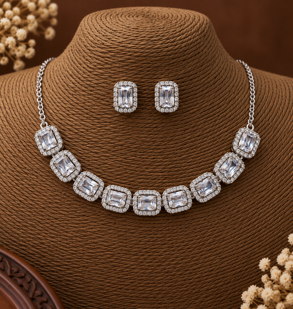 Royal Nine-Stone Crystal Necklace Set