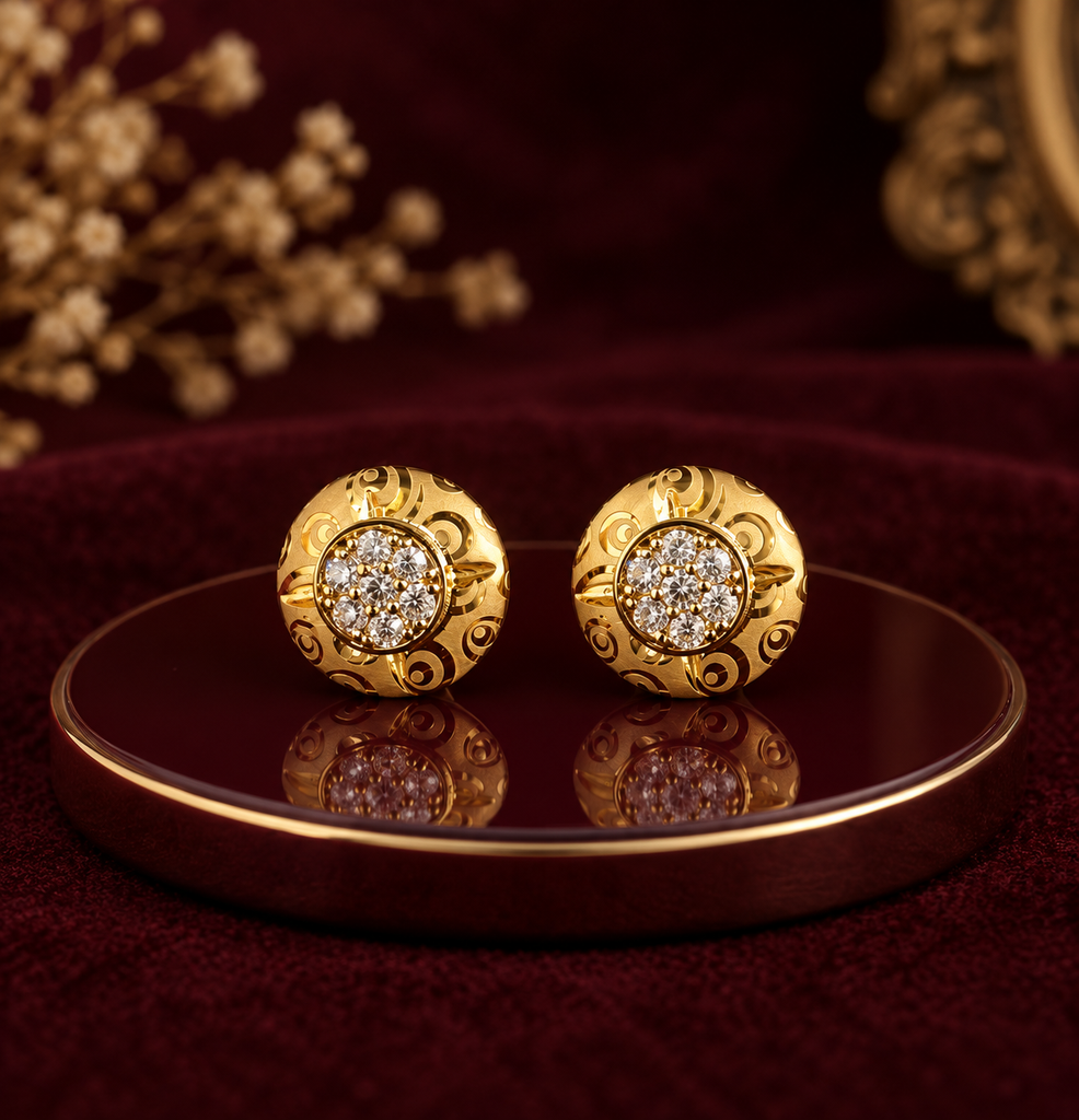 Royal Gold Halo Stud Earrings