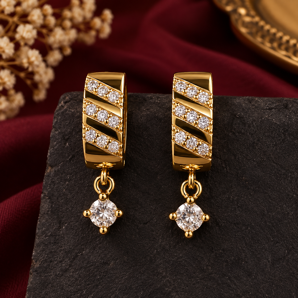Golden Radiance Crystal Drop Earrings