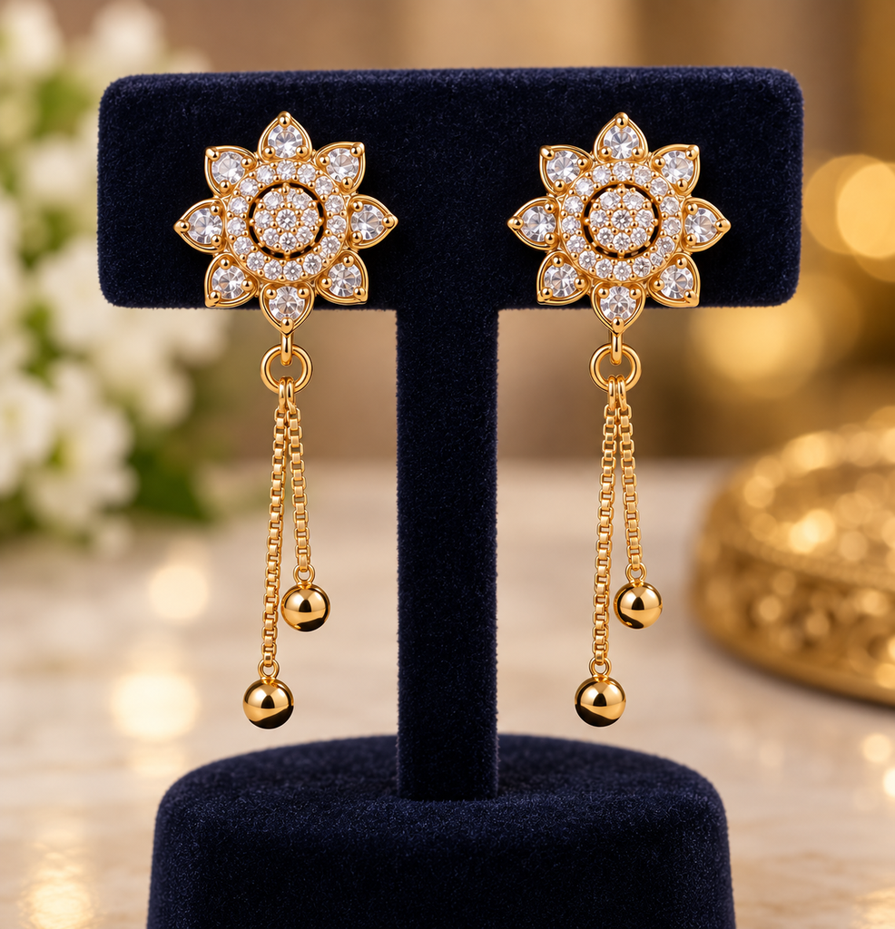 Royal Bloom Crystal Drop Earrings